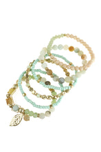 Load image into Gallery viewer, Natural Stone Mixed Beads Leaf Charm Bracelet
