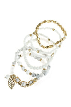 Load image into Gallery viewer, Natural Stone Mixed Beads Leaf Charm Bracelet

