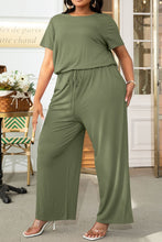 Load image into Gallery viewer, Plus Size Drawstring Waist Short Sleeve Jumpsuit
