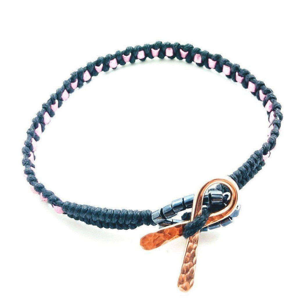 Copper Breast Cancer Awareness Ribbon Bracelet