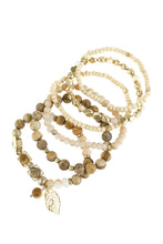 Load image into Gallery viewer, Natural Stone Mixed Beads Leaf Charm Bracelet
