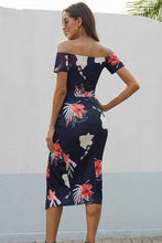 Load image into Gallery viewer, Printed Off-Shoulder Slit Midi Dress
