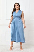 Load image into Gallery viewer, Plus Size Tied Surplice Sleeveless Midi Dress
