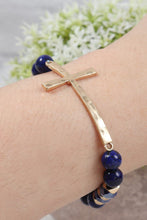 Load image into Gallery viewer, Mix Beads Hammered Cross Bracelet
