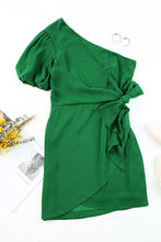 Load image into Gallery viewer, Tied One-Shoulder Puff Sleeve Dress
