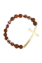 Load image into Gallery viewer, Mix Beads Hammered Cross Bracelet
