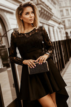 Load image into Gallery viewer, Spliced Lace High-Low Long Sleeve Dress
