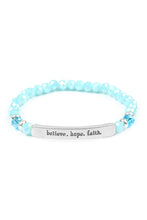 Load image into Gallery viewer, &quot;Believe, Hope, Faith&quot; 6mm Glass Beads Stretch Bracelet
