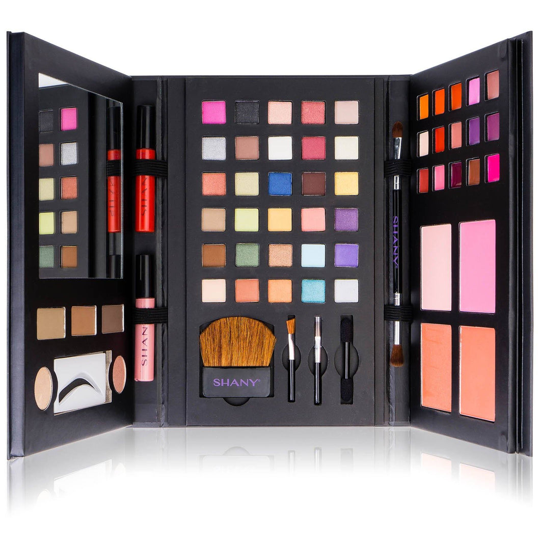 SHANY Luxe Book Makeup Set - All In One Travel Cosmetics Kit with 30 Eyeshadows,  15 Lip Colors, 5 Brushes, 4 Pressed Blushes, 3 Brow Colors, and Mirror - SHOP  - MAKEUP SETS - ITEM# SH-LUXBOOK-A