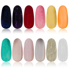 Load image into Gallery viewer, Nail Polish Set with 12 Semi Glossy and Shimmery Finishes
