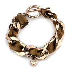 Load image into Gallery viewer, TK3066 - IP Rose Gold(Ion Plating) Stainless Steel Bracelet with Top Grade Crystal  in Light Peach
